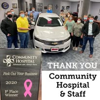 Community Hospital breast cancer awareness thank you display